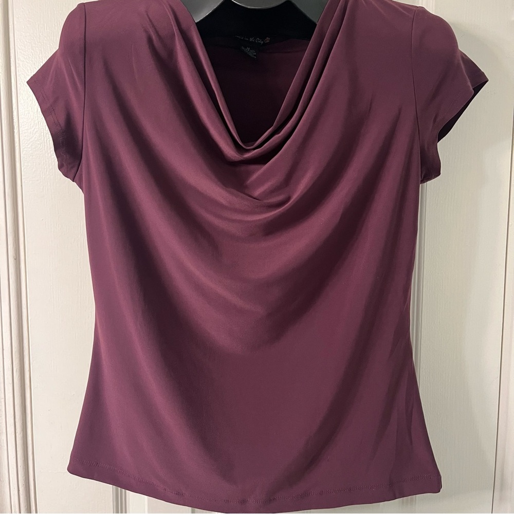 Suzie in the City size M Purple Waterfall Neck Blouse